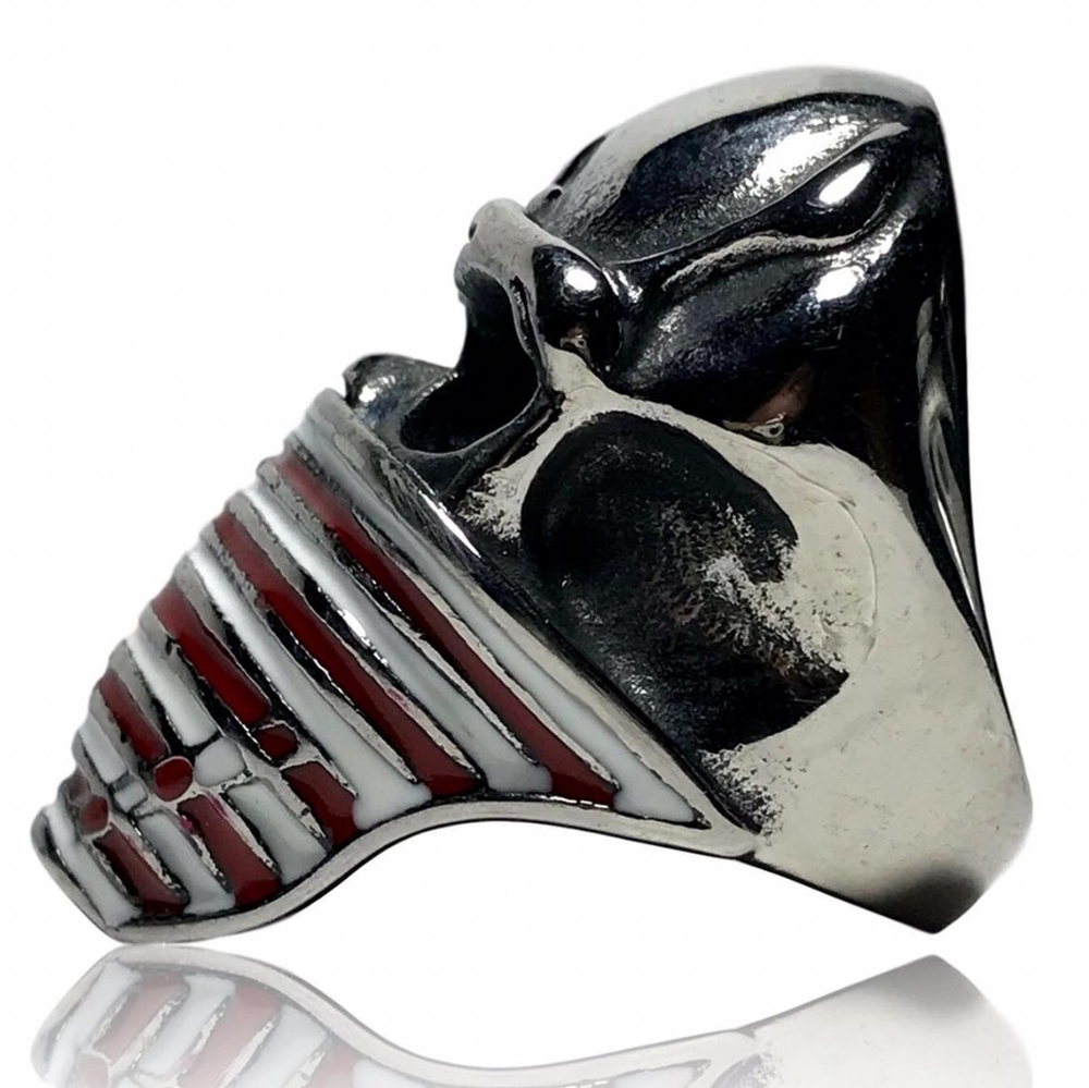 Biker Punk Gothic American Pride Flag Bandana Skull Ring - Picture 4 of 4